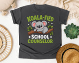 Koala-fied School Counselor Light Print in Pepper Comfort Colors 1717 tee