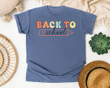 Back To School Pencil Retro in Blue Jean Comfort Colors 1717 tee