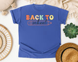 Back To School Pencil Retro in Flo Blue Comfort Colors 1717 tee