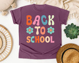 Back To School Flower Retro in Berry Comfort Colors 1717 tee