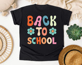 Back To School Flower Retro in Black Comfort Colors 1717 tee