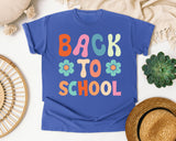 Back To School Flower Retro in Flo Blue Comfort Colors 1717 tee