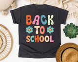 Back To School Flower Retro in Graphite Comfort Colors 1717 tee