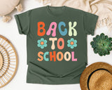 Back To School Flower Retro in Moss Comfort Colors 1717 tee