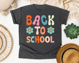 Back To School Flower Retro in Pepper Comfort Colors 1717 tee