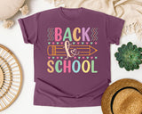 Back To School Pencil Pastel in Berry Comfort Colors 1717 tee
