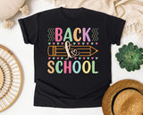 Back To School Pencil Pastel in Black Comfort Colors 1717 tee