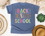 Back To School Pencil Pastel in Blue Jean Comfort Colors 1717 tee