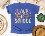 Back To School Pencil Pastel in Flo Blue Comfort Colors 1717 tee