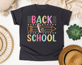 Back To School Pencil Pastel in Graphite Comfort Colors 1717 tee