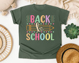 Back To School Pencil Pastel in Moss Comfort Colors 1717 tee