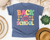 Back To School Apple Retro in Blue Jean Comfort Colors 1717 tee