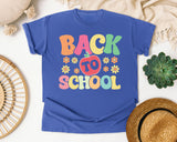 Back To School Apple Retro in Flo Blue Comfort Colors 1717 tee