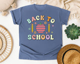 Back To School Apple Pastel in Blue Jean Comfort Colors 1717 tee