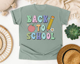 Back To School Pencil Apple Pastel in Bay Comfort Colors 1717 tee