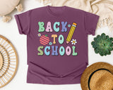 Back To School Pencil Apple Pastel in Berry Comfort Colors 1717 tee