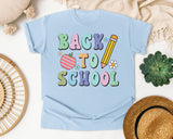 Back To School Pencil Apple Pastel in Chambray Comfort Colors 1717 tee