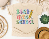 Back To School Pencil Apple Pastel in Ivory Comfort Colors 1717 tee