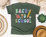 Back To School Pencil Apple Pastel in Moss Comfort Colors 1717 tee