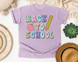 Back To School Pencil Apple Pastel in Orchid Comfort Colors 1717 tee