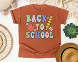Back To School Pencil Apple Pastel in Yam Comfort Colors 1717 tee