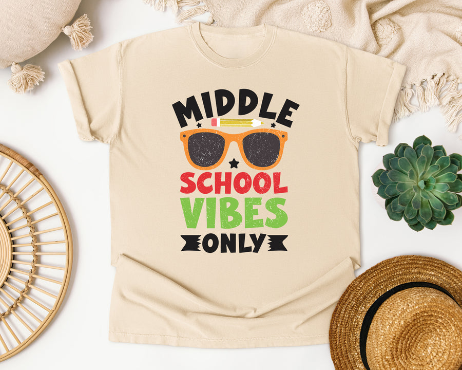 Middle School Vibes Only Sunglasses in Ivory Comfort Colors 1717 tee