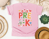 Pre-K Bow Pencil Hearts in Blossom Comfort Colors 1717 tee