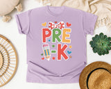 Pre-K Bow Pencil Hearts in Orchid Comfort Colors 1717 tee