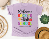 Welcome Back To High School Bright in Orchid Comfort Colors 1717 tee