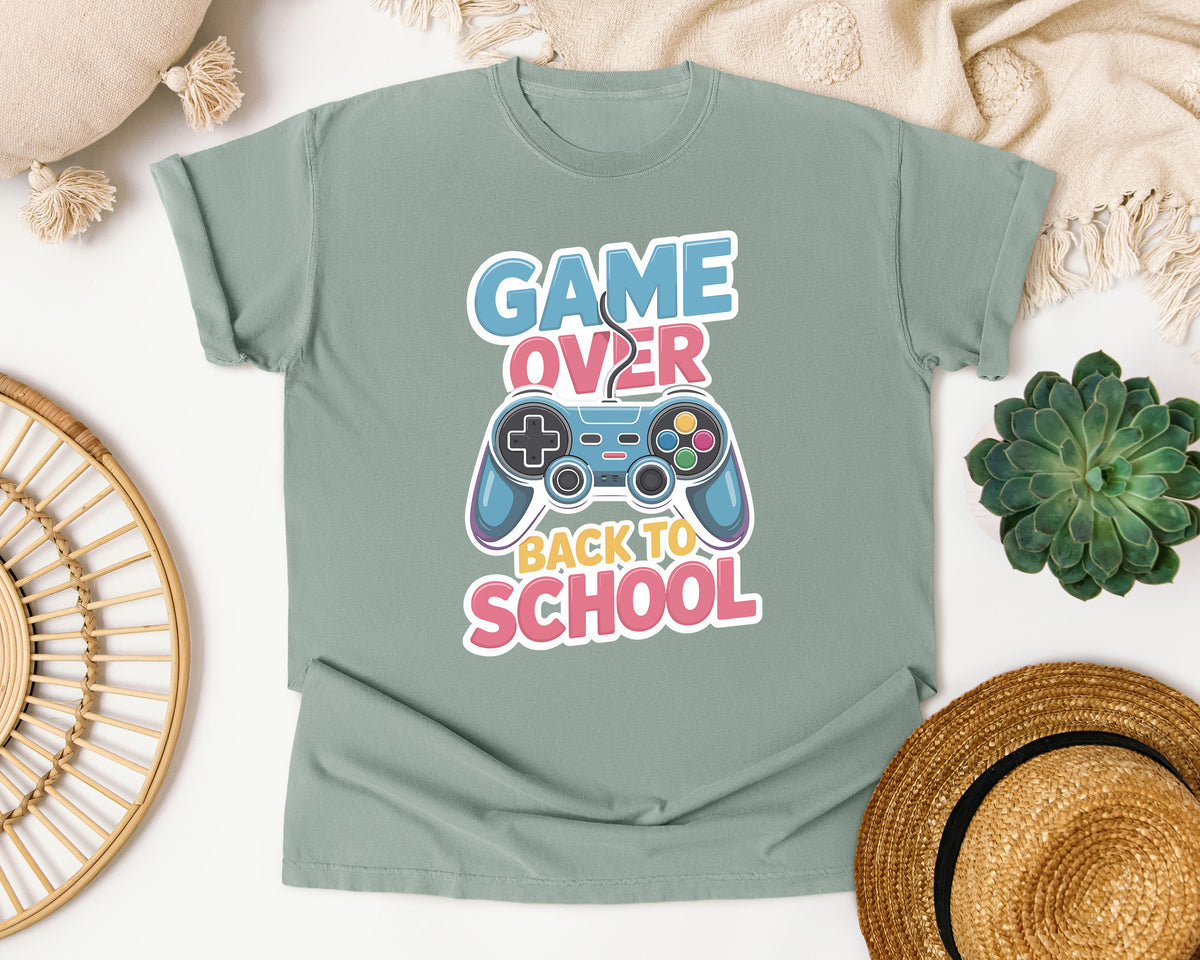 Game Over Back To School Blue in Bay Comfort Colors 1717 tee