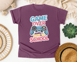 Game Over Back To School Blue in Berry Comfort Colors 1717 tee