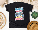 Game Over Back To School Blue in Black Comfort Colors 1717 tee