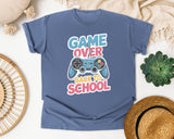 Game Over Back To School Blue in Blue Jean Comfort Colors 1717 tee