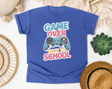 Game Over Back To School Blue in Flo Blue Comfort Colors 1717 tee