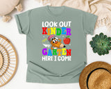 Look Out Kindergarten Here I Come Pencil in Bay Comfort Colors 1717 tee