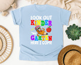 Look Out Kindergarten Here I Come Pencil in Chambray Comfort Colors 1717 tee