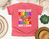 Look Out Kindergarten Here I Come Pencil in Watermelon Comfort Colors 1717 tee