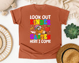 Look Out Kindergarten Here I Come Pencil in Yam Comfort Colors 1717 tee