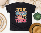 It's A Good Day To Teach Flowers Retro in Black Comfort Colors 1717 tee
