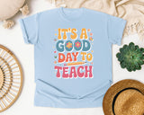 It's A Good Day To Teach Flowers Retro in Chambray Comfort Colors 1717 tee