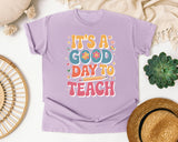It's A Good Day To Teach Flowers Retro in Orchid Comfort Colors 1717 tee