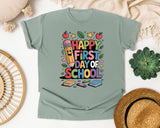 Happy First Day Of School Crayons in Bay Comfort Colors 1717 tee