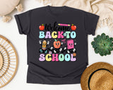 Welcome Back To School Characters in Graphite Comfort Colors 1717 tee