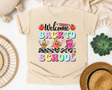 Welcome Back To School Characters in Ivory Comfort Colors 1717 tee