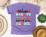 Welcome Back To School Characters in Violet Comfort Colors 1717 tee