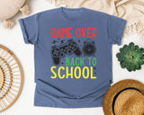 Game Over Back To School Alarm Clock in Blue Jean Comfort Colors 1717 tee