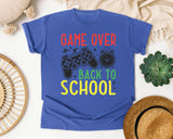 Game Over Back To School Alarm Clock in Flo Blue Comfort Colors 1717 tee