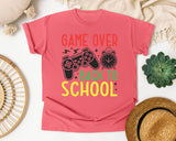 Game Over Back To School Alarm Clock in Watermelon Comfort Colors 1717 tee
