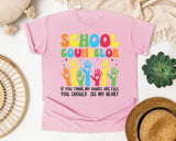 School Counselor Hands Full Heart Bright in Blossom Comfort Colors 1717 tee