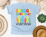 School Counselor Hands Full Heart Bright in Chambray Comfort Colors 1717 tee